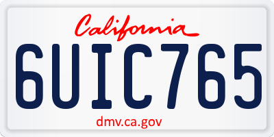 CA license plate 6UIC765