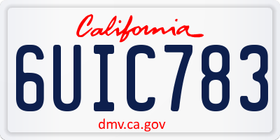 CA license plate 6UIC783