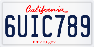 CA license plate 6UIC789