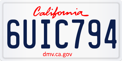 CA license plate 6UIC794