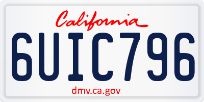 CA license plate 6UIC796
