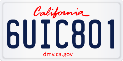 CA license plate 6UIC801