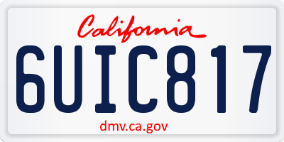 CA license plate 6UIC817