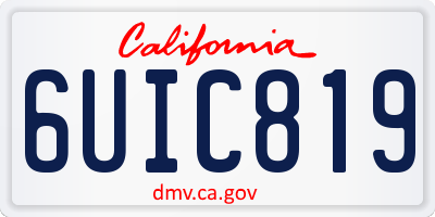 CA license plate 6UIC819