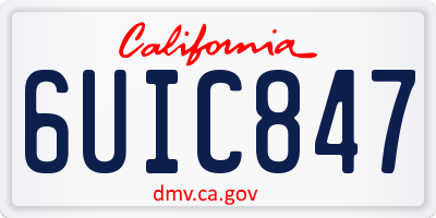 CA license plate 6UIC847