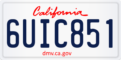CA license plate 6UIC851