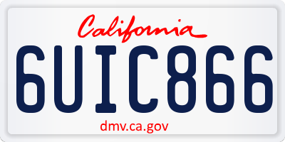 CA license plate 6UIC866