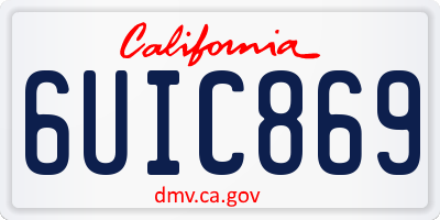 CA license plate 6UIC869