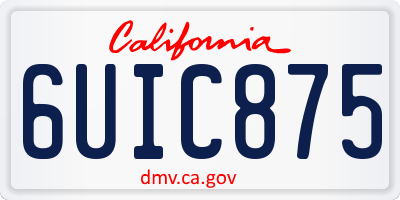 CA license plate 6UIC875