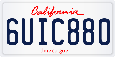 CA license plate 6UIC880