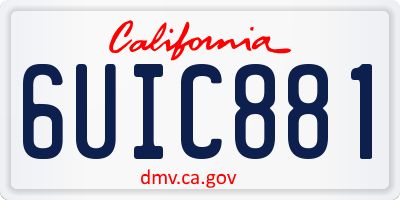 CA license plate 6UIC881