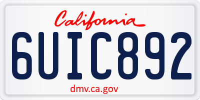 CA license plate 6UIC892
