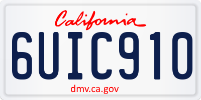 CA license plate 6UIC910