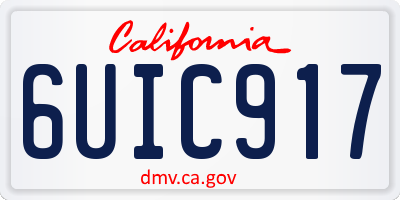 CA license plate 6UIC917