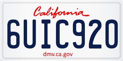 CA license plate 6UIC920