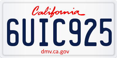 CA license plate 6UIC925