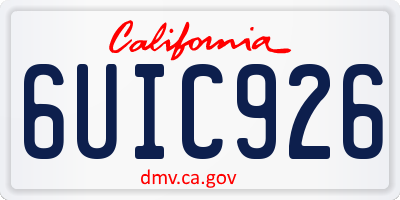 CA license plate 6UIC926