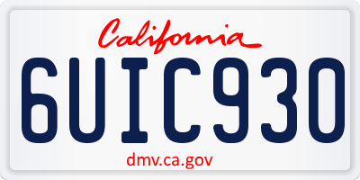 CA license plate 6UIC930