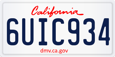 CA license plate 6UIC934