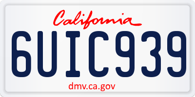 CA license plate 6UIC939