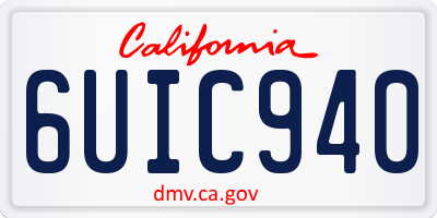 CA license plate 6UIC940