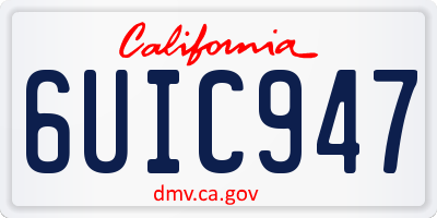 CA license plate 6UIC947