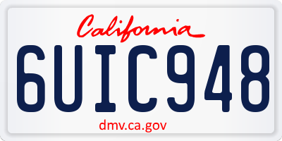 CA license plate 6UIC948