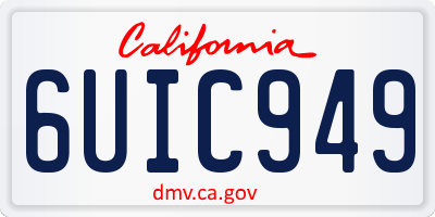 CA license plate 6UIC949