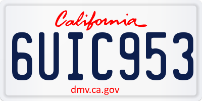 CA license plate 6UIC953