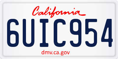 CA license plate 6UIC954