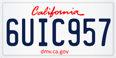 CA license plate 6UIC957