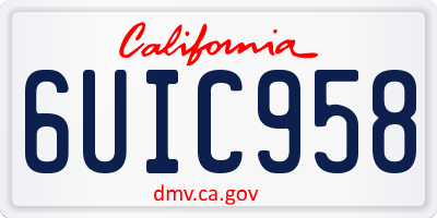 CA license plate 6UIC958