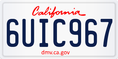CA license plate 6UIC967