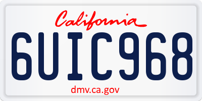 CA license plate 6UIC968