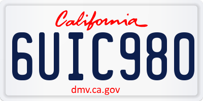 CA license plate 6UIC980