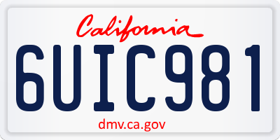 CA license plate 6UIC981