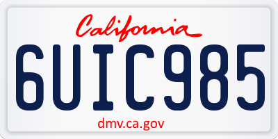 CA license plate 6UIC985