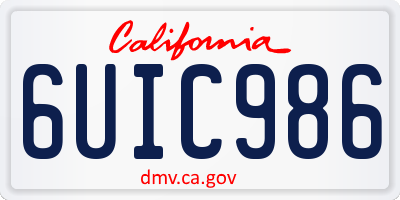 CA license plate 6UIC986