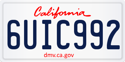 CA license plate 6UIC992
