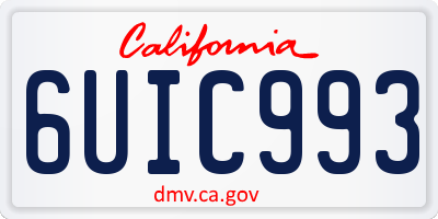 CA license plate 6UIC993