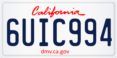 CA license plate 6UIC994