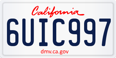 CA license plate 6UIC997