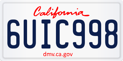 CA license plate 6UIC998