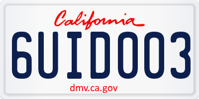 CA license plate 6UID003