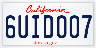 CA license plate 6UID007