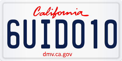 CA license plate 6UID010