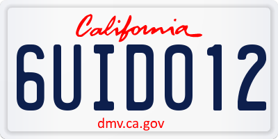 CA license plate 6UID012