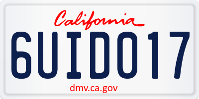 CA license plate 6UID017