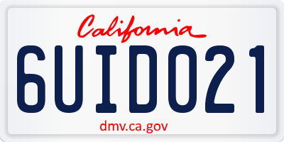 CA license plate 6UID021