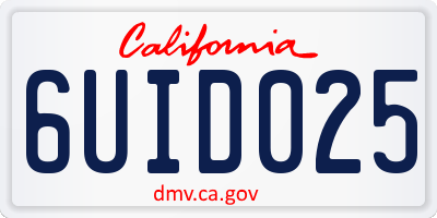 CA license plate 6UID025